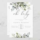 Gender Neutral Eucalyptus Greenery Oh Baby Shower Invitation (Front/Back)