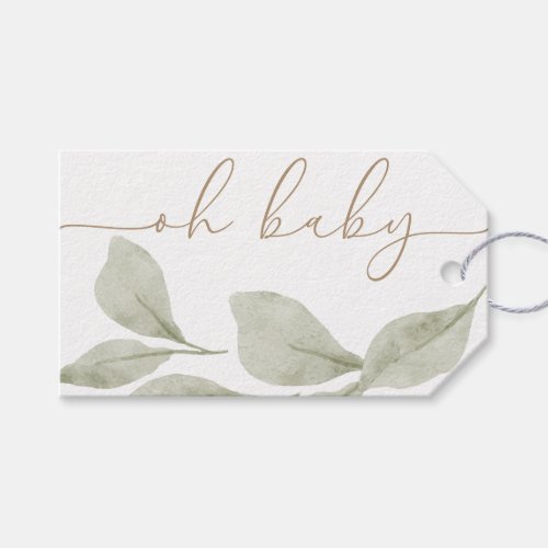 Gender Neutral Eucalyptus Oh Baby Favor Gift Tags