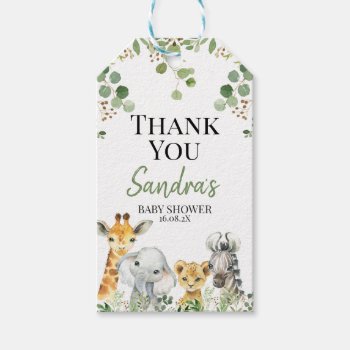 Gender Neutral Eucalyptus Safari Baby Shower Tag by figtreedesign at Zazzle