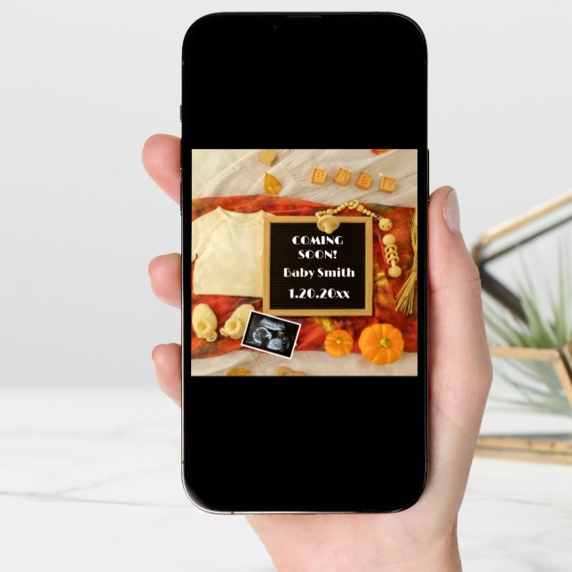 Gender Neutral Fall Pumpkin Social Media Pregnancy Announcement (Front Digital)