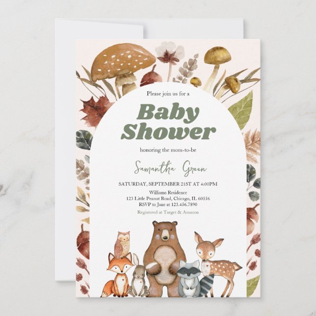 Gender Neutral Fall Woodland Baby Shower Invitation (Front)