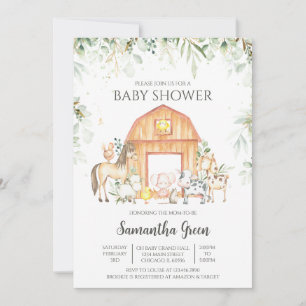 Gender Neutral Farm Baby Shower Invitation