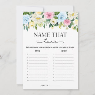 Gender Neutral Floral Name That Baby Tune Game Invitation