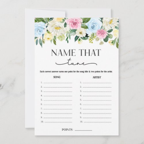 Gender Neutral Floral Name That Baby Tune Game Invitation