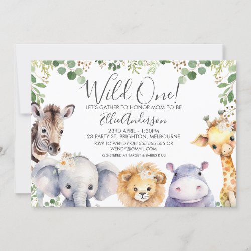 Gender Neutral Floral Safari Baby Shower Invitation