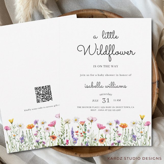 Gender Neutral Floral Wildflower Baby Shower  Invitation (Invite shown in 5 x 7 inches. Personalize text, choose size, paper and corner style before check out)
