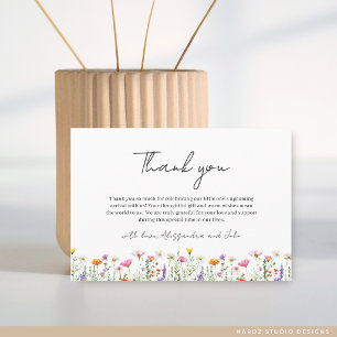 Gender-Neutral Floral Wildflower Baby Shower Note Card