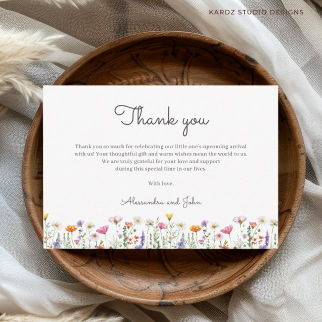 Gender-Neutral Floral Wildflower Baby Shower Note Card (This Baby Shower Thank you card is shown in 3.5 x 5 inches. Add your custom text and choose size.)