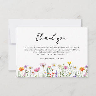 Gender Neutral Floral Wildflower Baby Shower  Note Card
