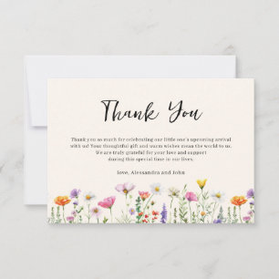 Gender-Neutral Floral Wildflower Baby Shower  Note Card