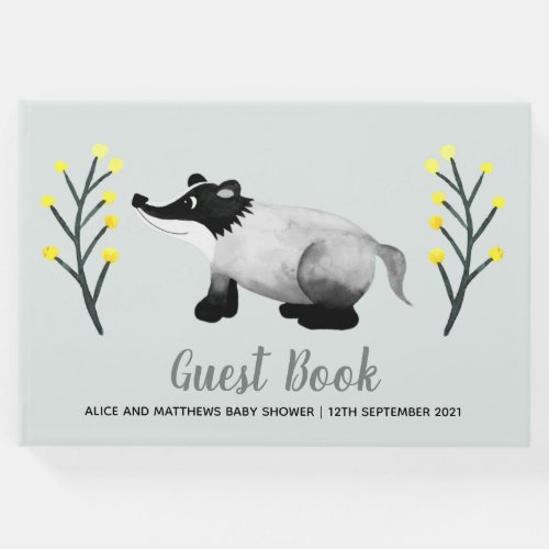 Gender Neutral Forest Badger Baby Shower Guest Book