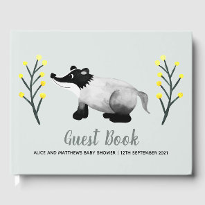 Gender Neutral Forest Badger Baby Shower Guest Book