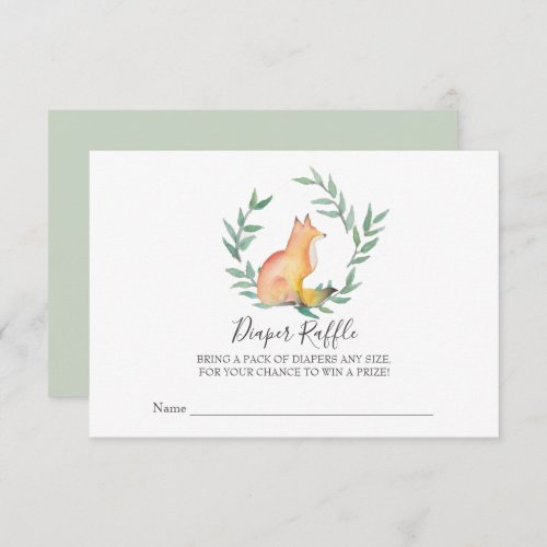 Gender Neutral Fox Baby Shower Diaper Raffle Invitation