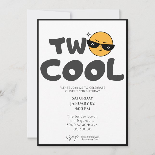 Gender neutral funny 2nd birthday  invitation (Front)