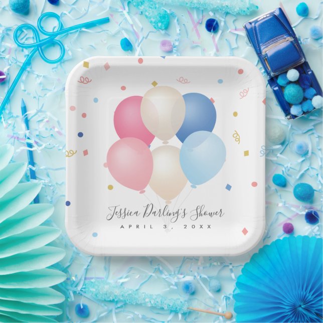Gender neutral | gender reveal Baby Shower Paper Plates (Party)