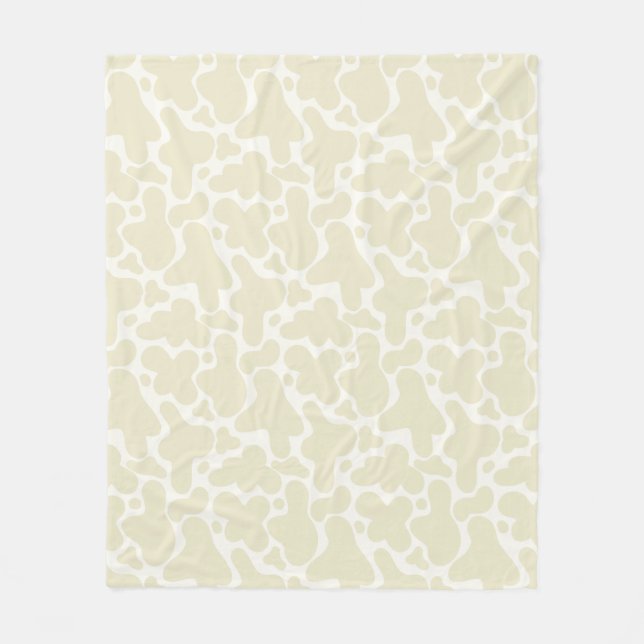 Gender Neutral Gift Wrap | Beige Cow Print Fleece Blanket (Front)