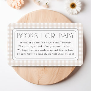 Gender Neutral Gingham Books for Baby Shower Enclosure Card