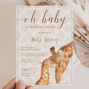 Gender Neutral Giraffe Baby Shower Invitation