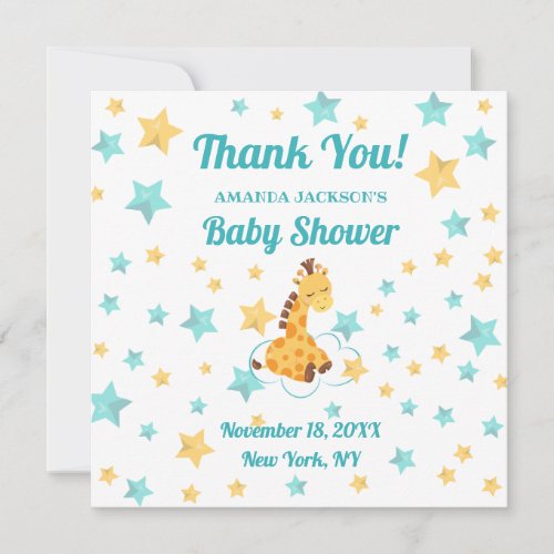 Gender Neutral Giraffe Baby Shower Thank You