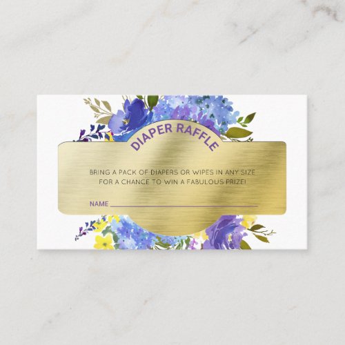 Gender Neutral Gold Floral Diaper Raffle Business Card