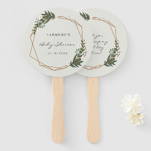 Gender Neutral Gold Geometric Boho Baby Shower Hand Fan