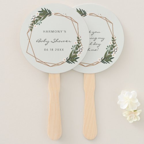 Gender Neutral Gold Geometric Boho Baby Shower Hand Fan