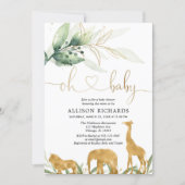 Gender neutral gold greenery safari baby shower invitation (Front)