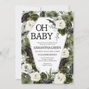 Gender Neutral Gothic Halloween Baby Shower Invitation