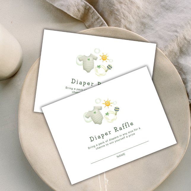 Gender Neutral Green Baby Clothes Diaper Raffle Enclosure Card (Gender Neutral Green Baby Clothes Diaper Raffle Enclosure Card)