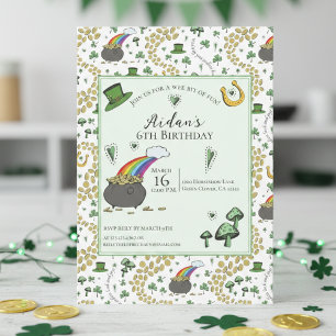 Gender Neutral Green St Patricks Day Kids Birthday Invitation