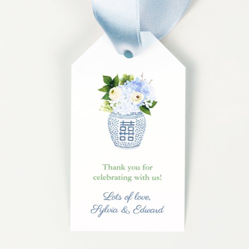 Gender Neutral Green White Blue Floral Baby Shower Gift Tags