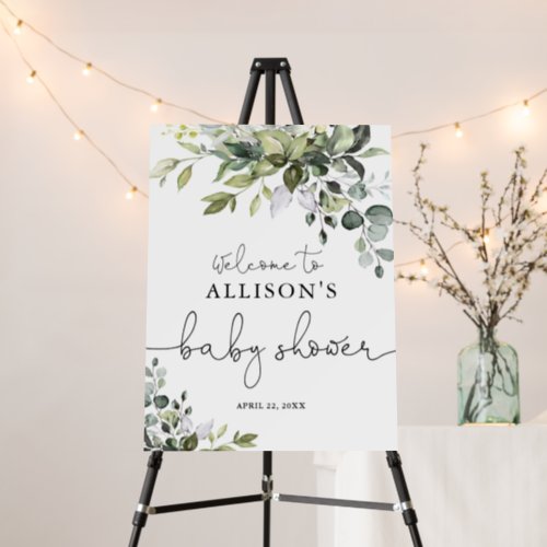 Gender Neutral greenery baby shower welcome sign