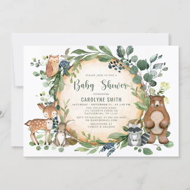 Gender Neutral Greenery BOY Woodland Baby Shower Invitation | Zazzle