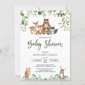 Gender Neutral Greenery Woodland Baby Shower Invitation