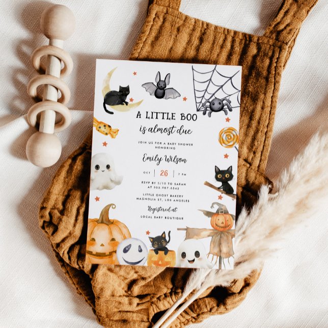 Gender Neutral Halloween A Little Boo Baby Shower Invitation (Creator Uploaded)