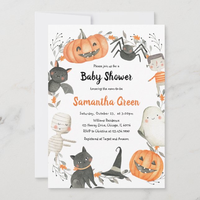 Gender Neutral Halloween Baby Shower Invitation (Front)