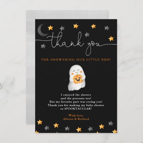 Gender neutral Halloween cute ghost baby shower Thank You Card