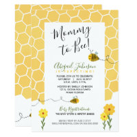 Gender Neutral Honeycomb Mommy To Bee Baby Shower Invitation