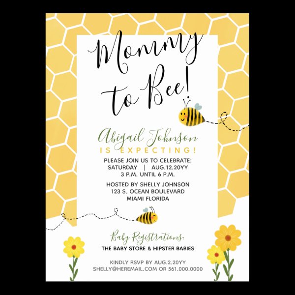 Gender-Neutral Honeycomb Mommy to Bee Baby Shower Postcard