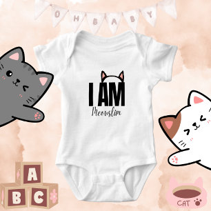 Gender Neutral Islamic Quote Slogan Cat Lover Baby Bodysuit