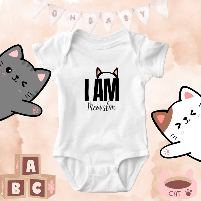 Gender Neutral Islamic Quote Slogan Cat Lover Baby Bodysuit (Creator Uploaded)