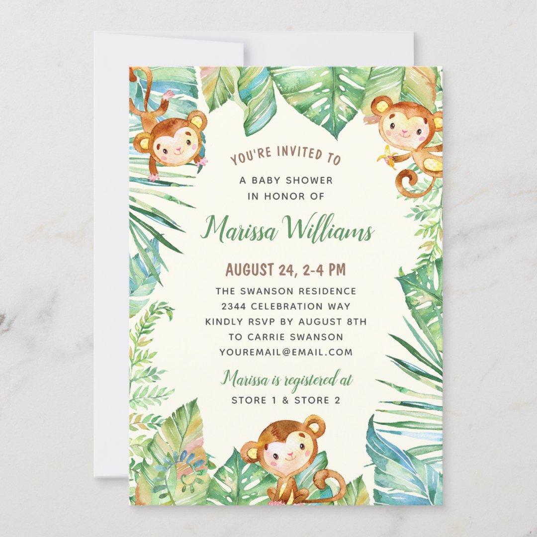 Gender Neutral Jungle Baby Shower Invitation Zazzle