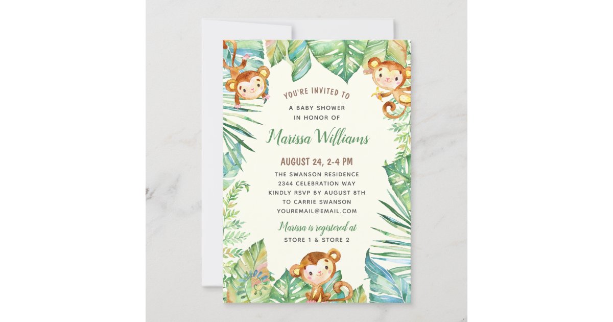 Gender Neutral Jungle Baby Shower Invitation Zazzle