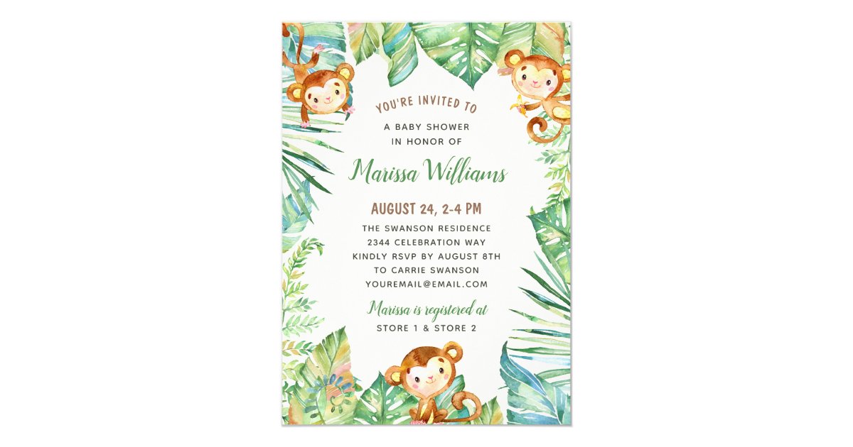 Gender Neutral Jungle Baby Shower Invitation