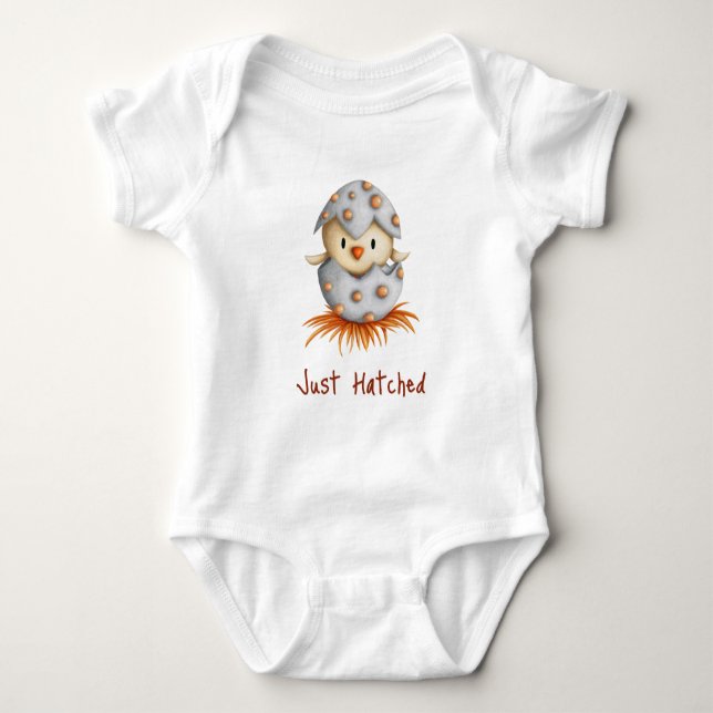 Gender Neutral Little Bird Hatching Newborn  Baby Bodysuit (Front)
