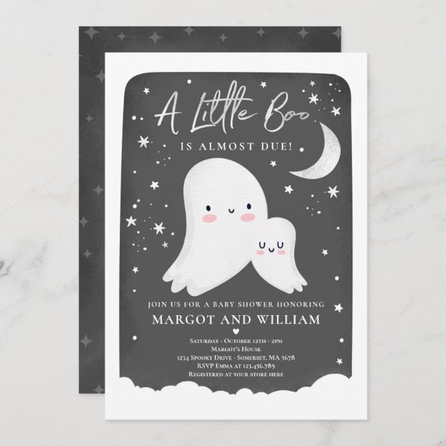 Gender Neutral Little Boo Ghost Baby Shower Invitation (Front/Back)