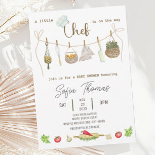 Gender Neutral Little Chef Baby Shower Invitation