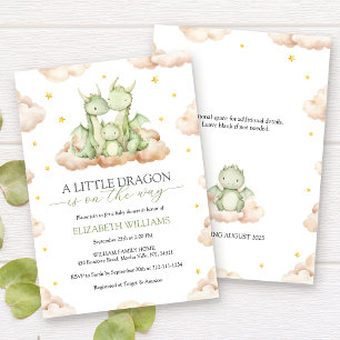 Gender Neutral Little Dragon Baby Shower Invitation