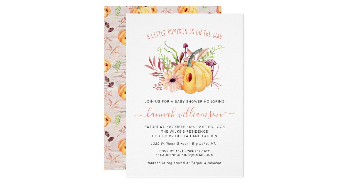 Gender Neutral Little Pumpkin Autumn Baby Shower