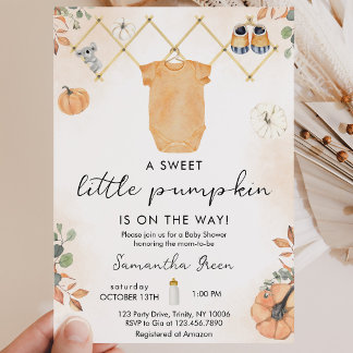 Gender Neutral Little Pumpkin Baby Shower Invitation